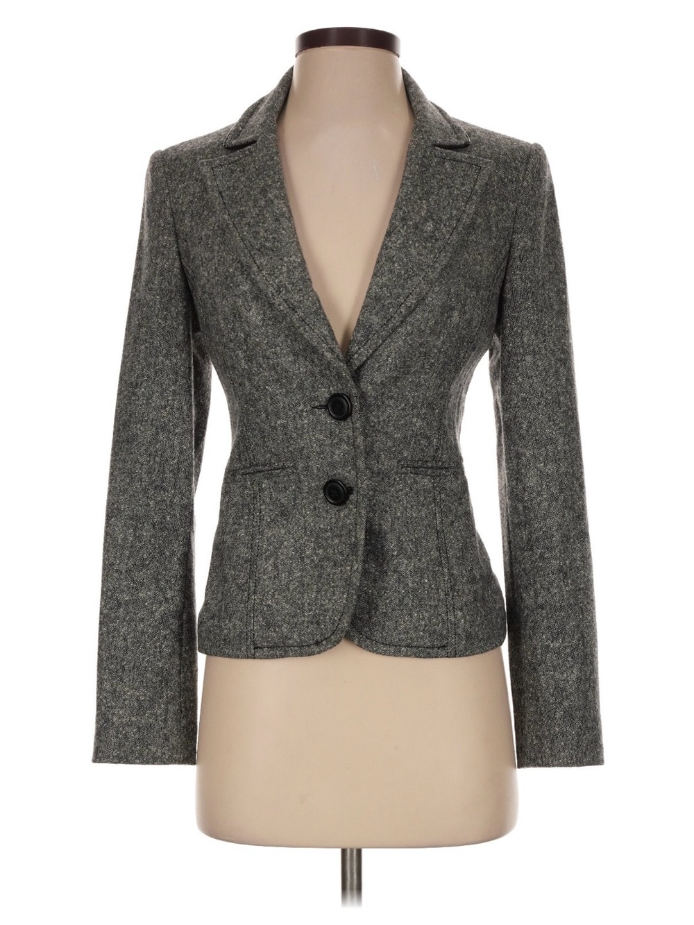 Express Gray Wool-Blend Two-Button Tailored Blazer
